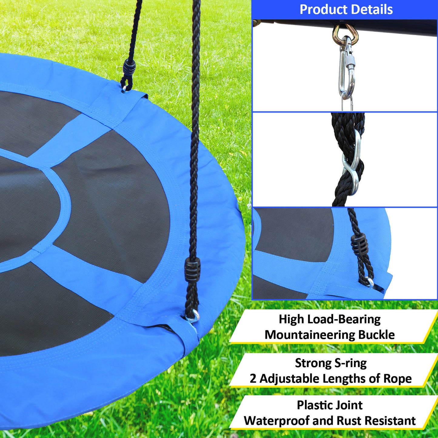 Backyard Metal Swing Set with Safety Belt for Kids