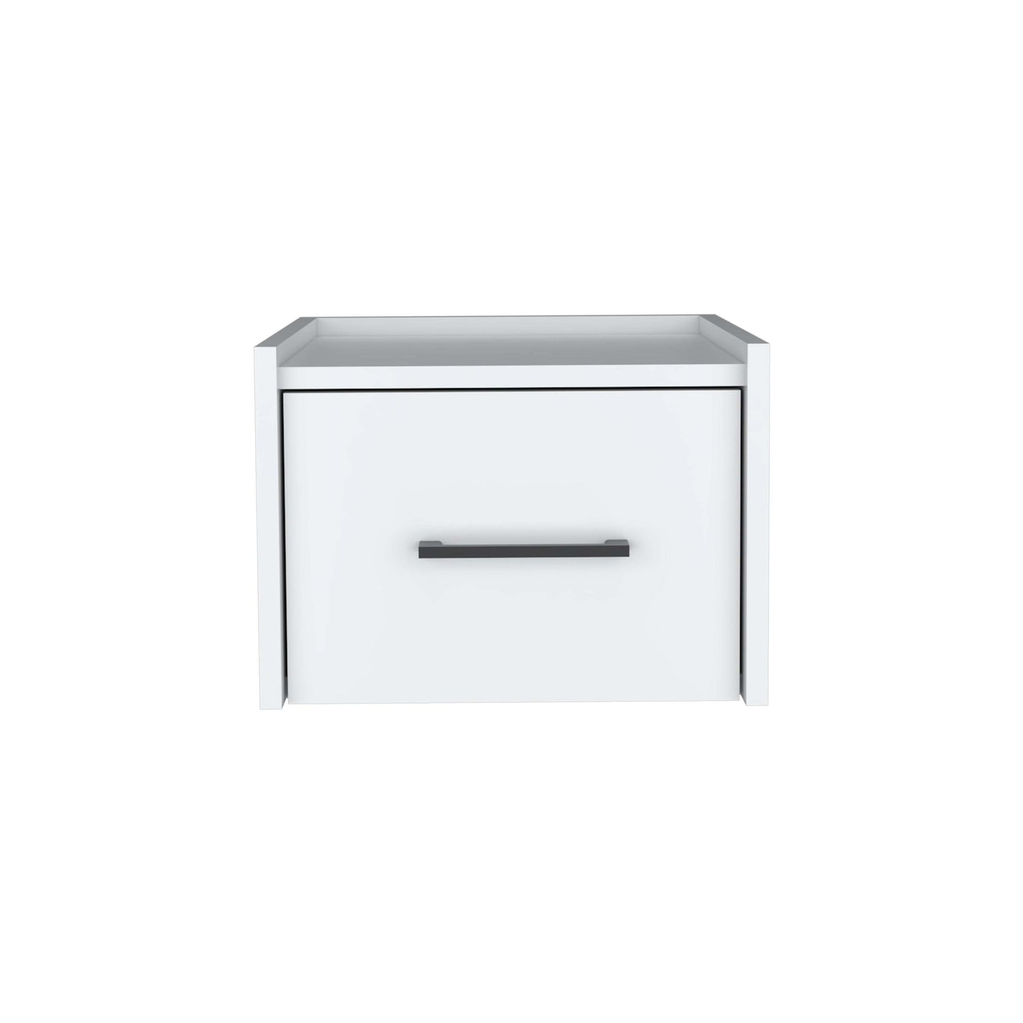 Boa Floating Nightstand, Wall-Mounted Single Drawer Design with Handle- White - Bedroom