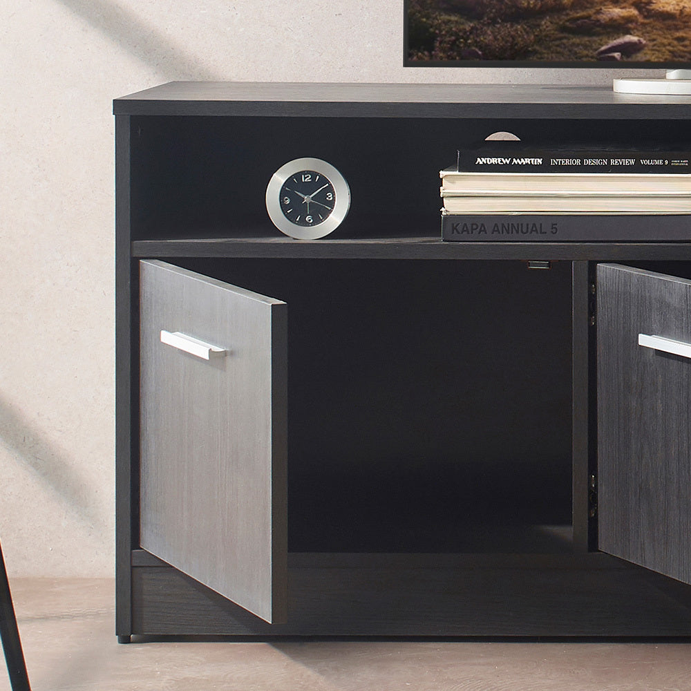 Contemporary Dark Gray TV Stand with Soft-close Doors and Extra Storage Space