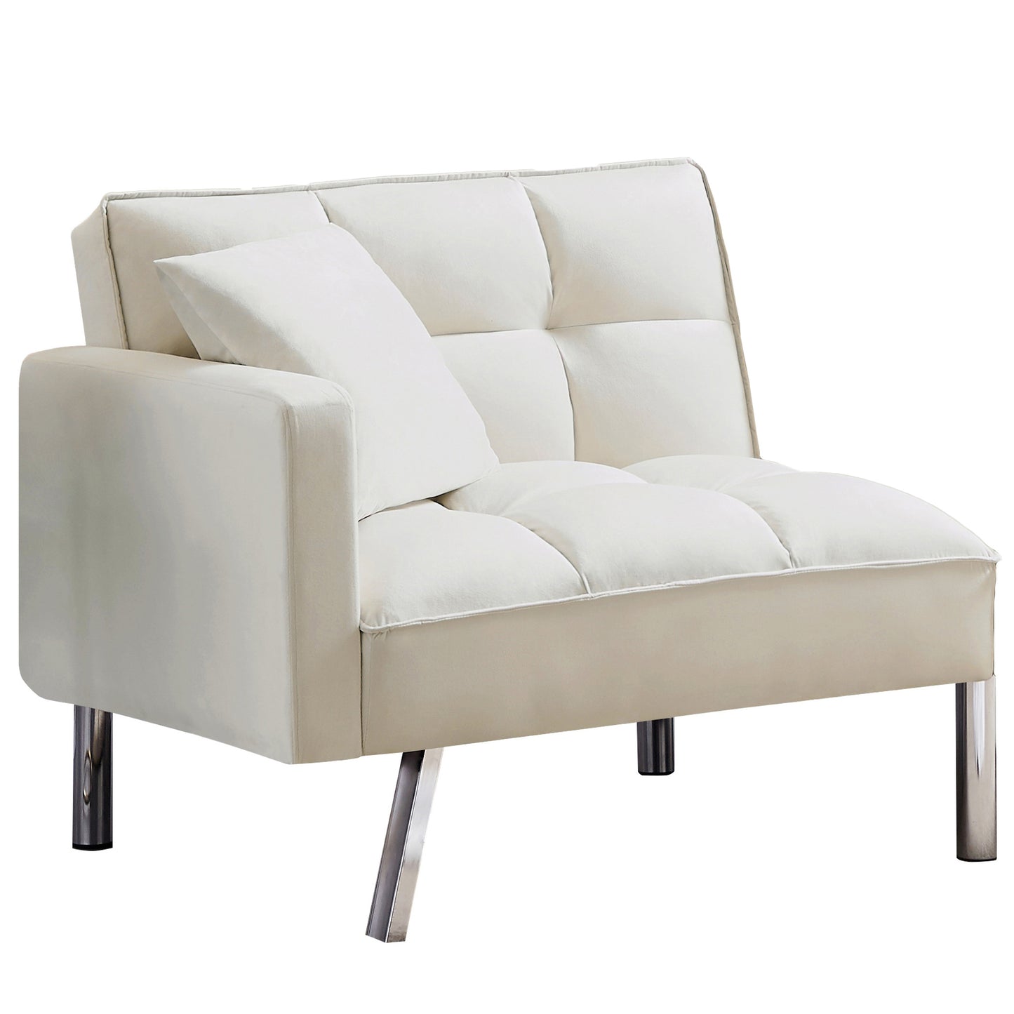 2-Seater Right Velvet Sofa with Adjustable Backrest and Toss Pillows