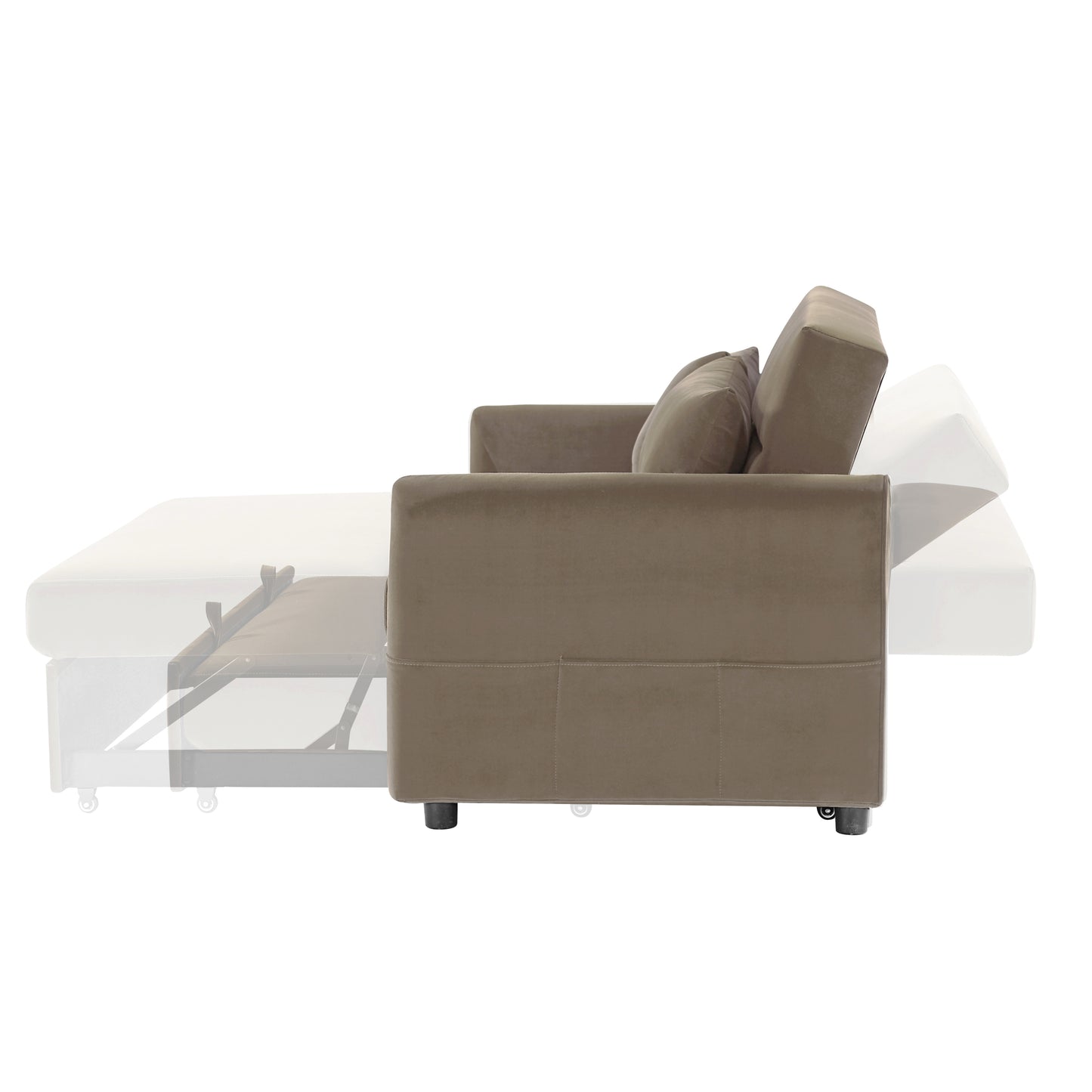 Light Brown Velvet Convertible Love Seat Sofa