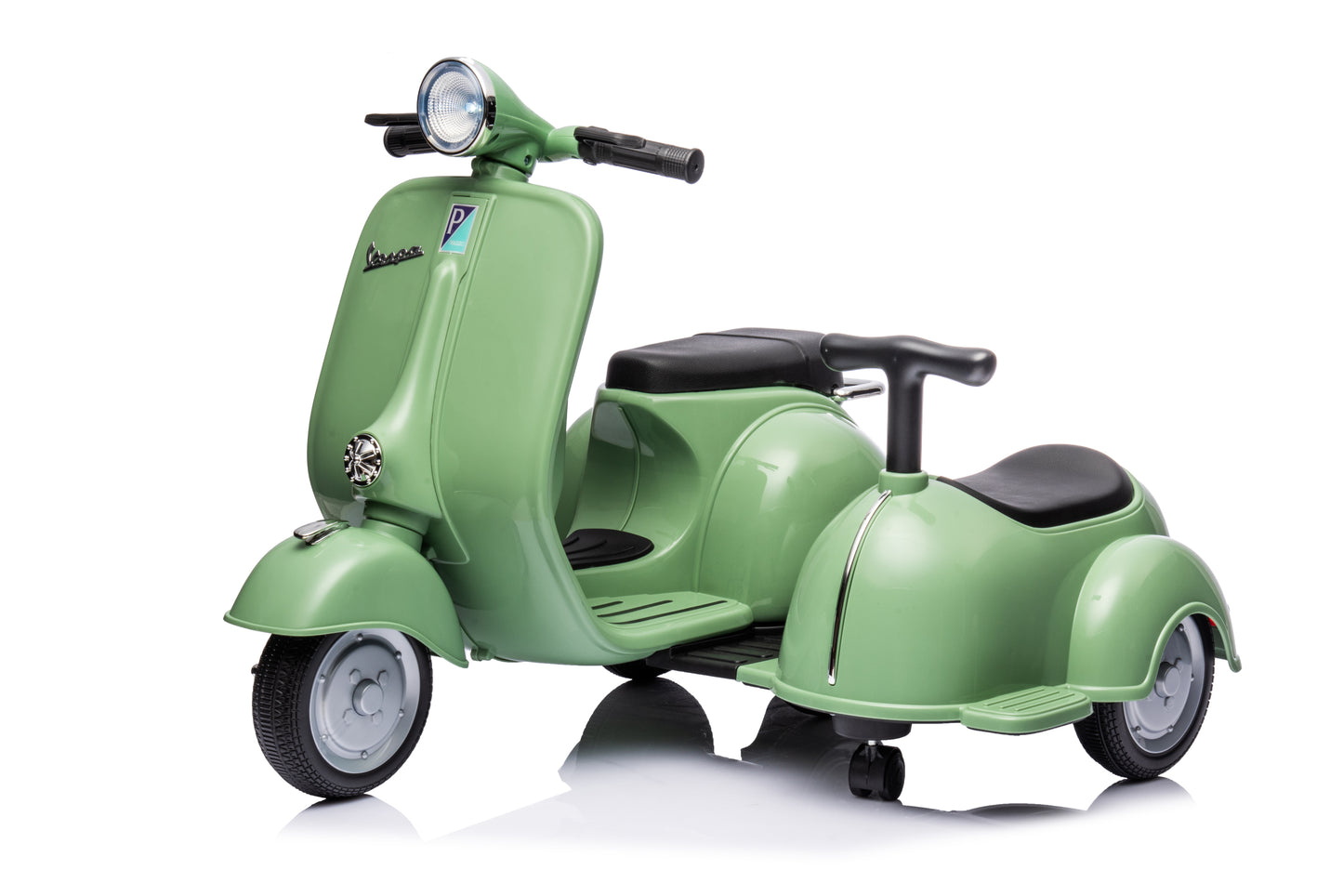 6V LICENSED Vespa Scooter Motorcycle with Side Car for kids, Green