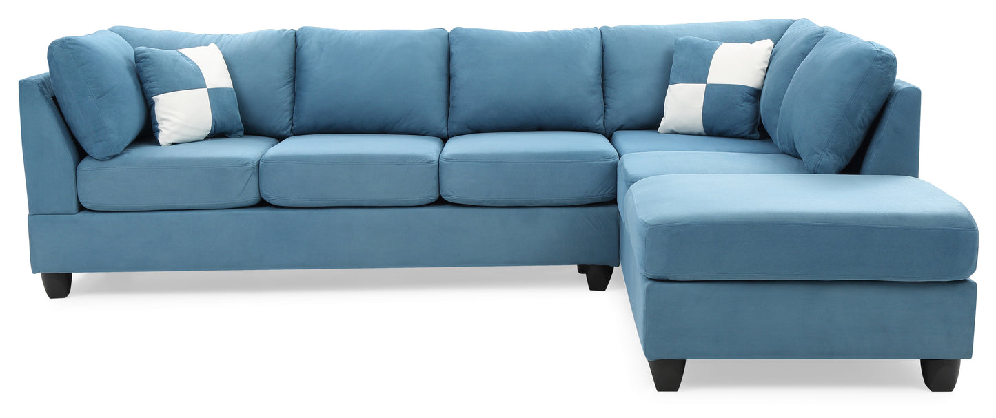 Malone G638B-SC Sectional in Aqua Blue Microfiber