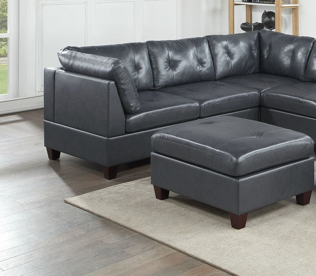 Luxurious Contemporary Black Leather 8pc Sectional Set