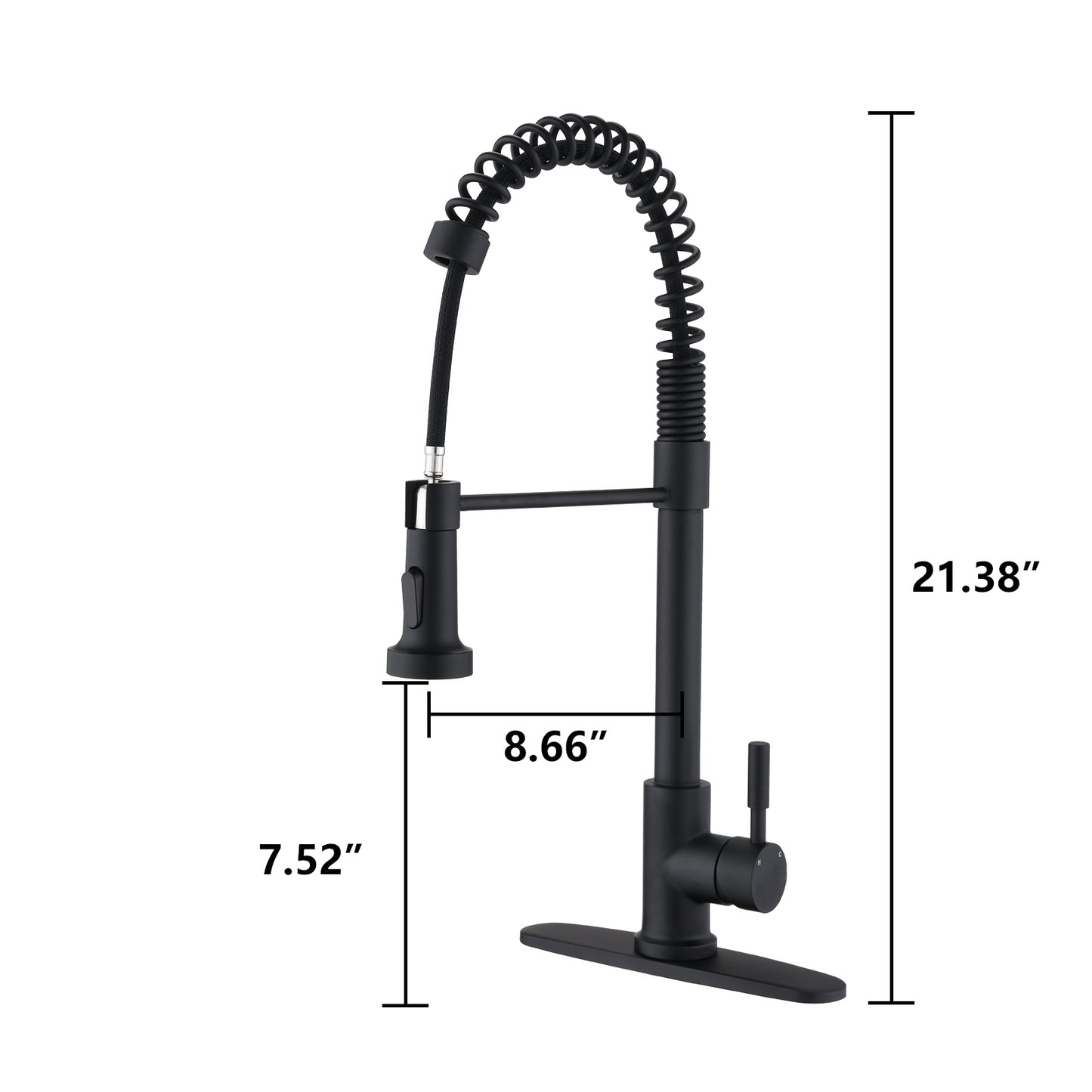 Pull Down Sprayer Spring Kitchen Sink Faucet Matte Black