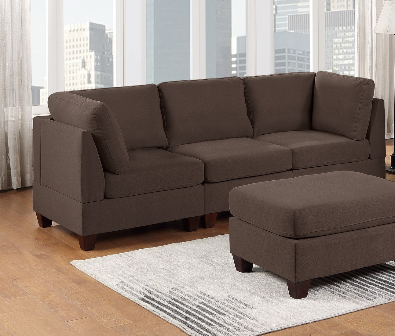 Contemporary 6-Piece Sectional Sofa Set with Armless Chair, Ottoman, and 4 Corner Sofas