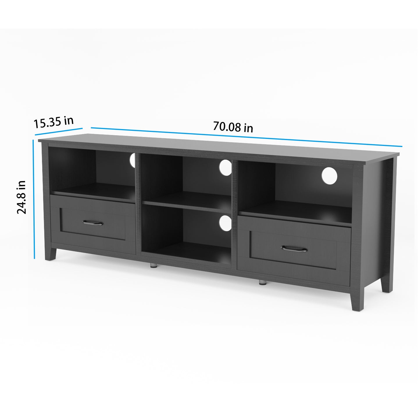 Sleek 70.08 Inch Black TV Stand with Ample Storage