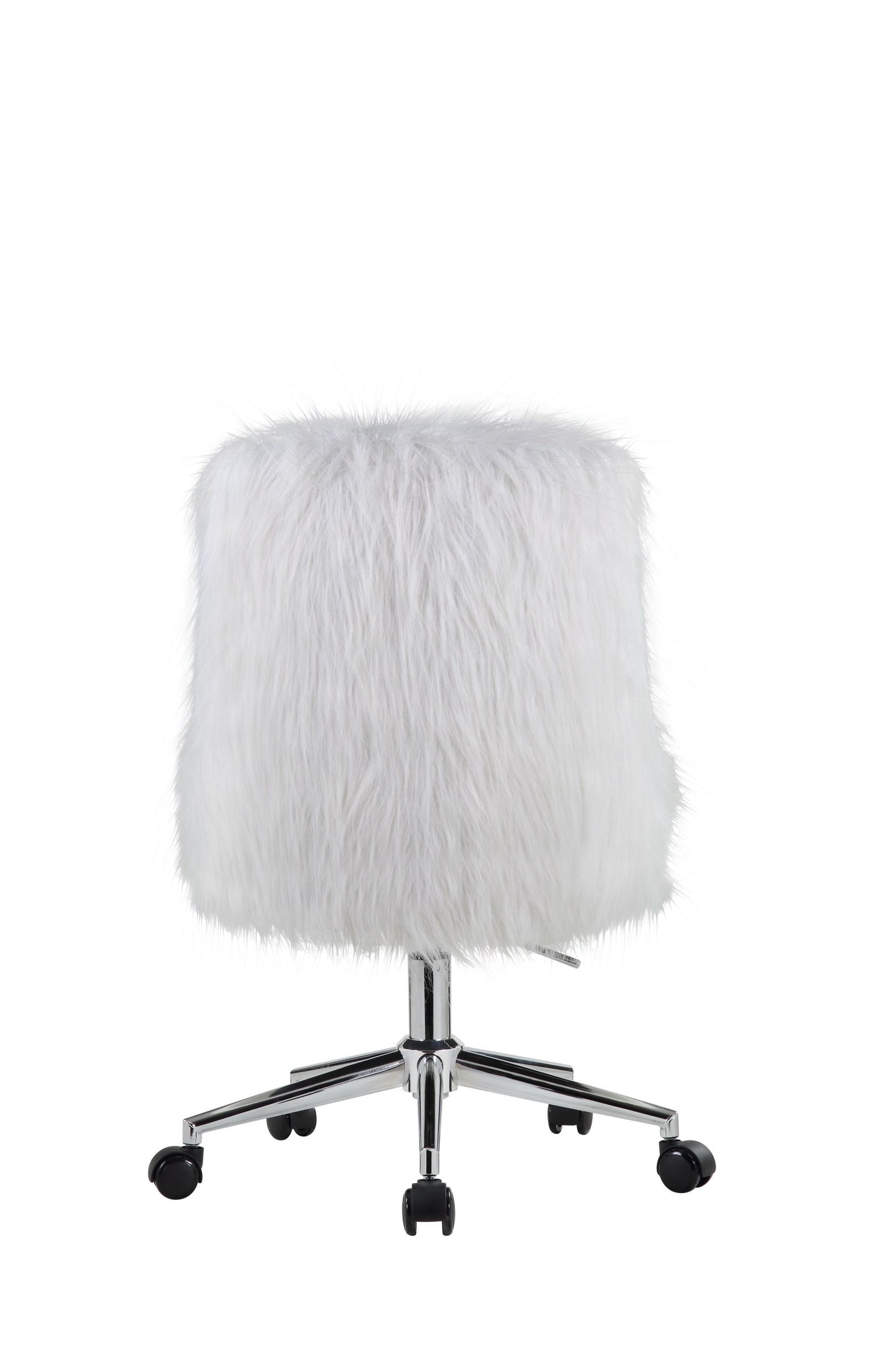 Arundell II Office Chair in White Faux Fur & Chrome Finish OF00122