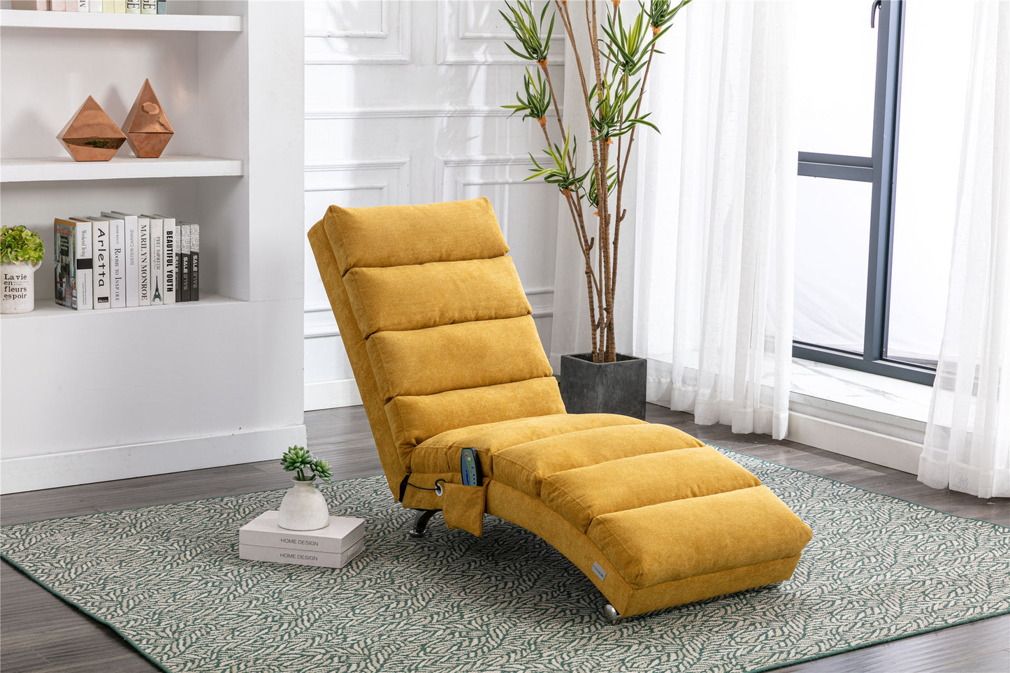 Linen Chaise Lounge Indoor Chair, Modern Long Lounger for Office or Living Room