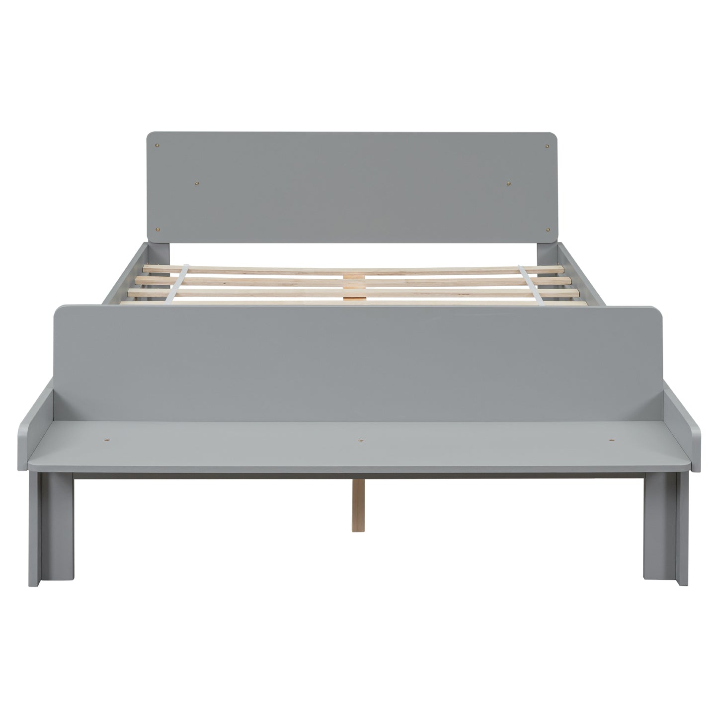 Full Bed with Footboard Bench,Grey