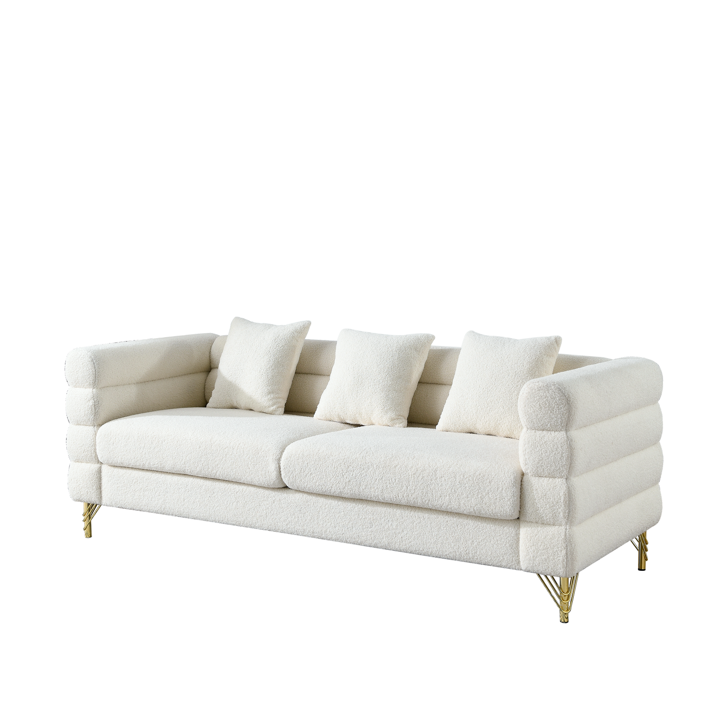 Ivory White Teddy 3-Seater + 2-Seater Modern Sofa Combination