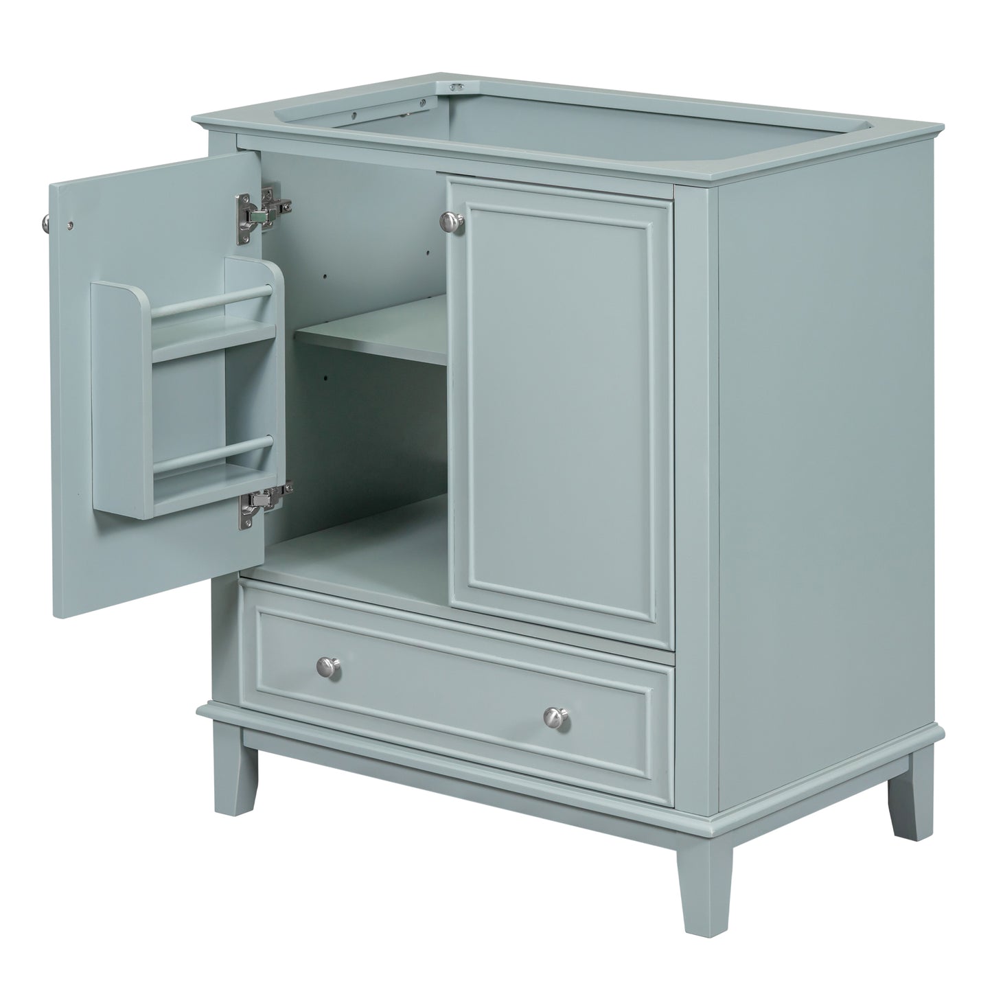 30" Bathroom Vanity without Sink, Base Only, Multi-functional Bathroom Cabinet with Doors and Drawer, Solid Frame and MDF Board, Green