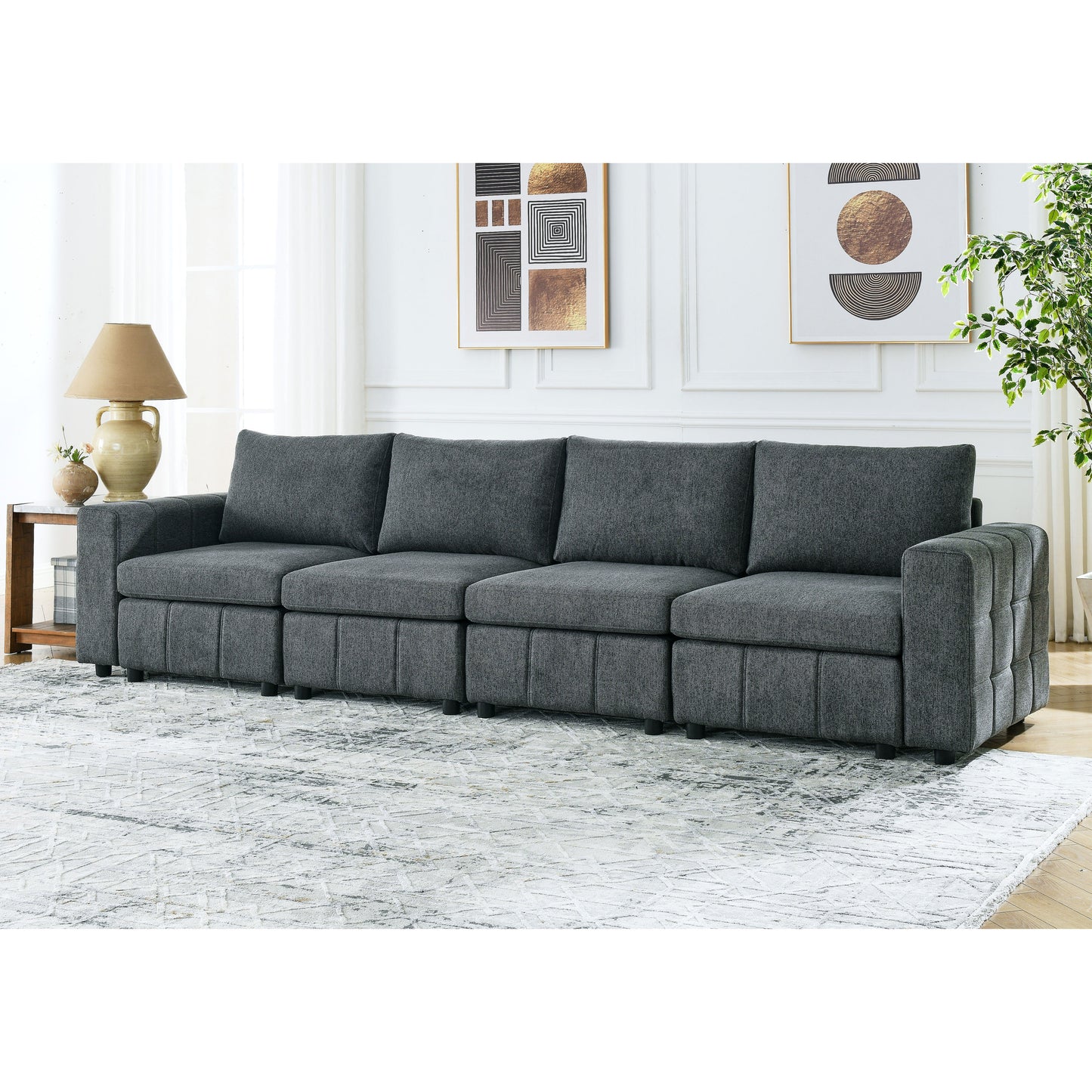 Customizable 4-Seater Modular Sectional Sofa for Modern Living Spaces