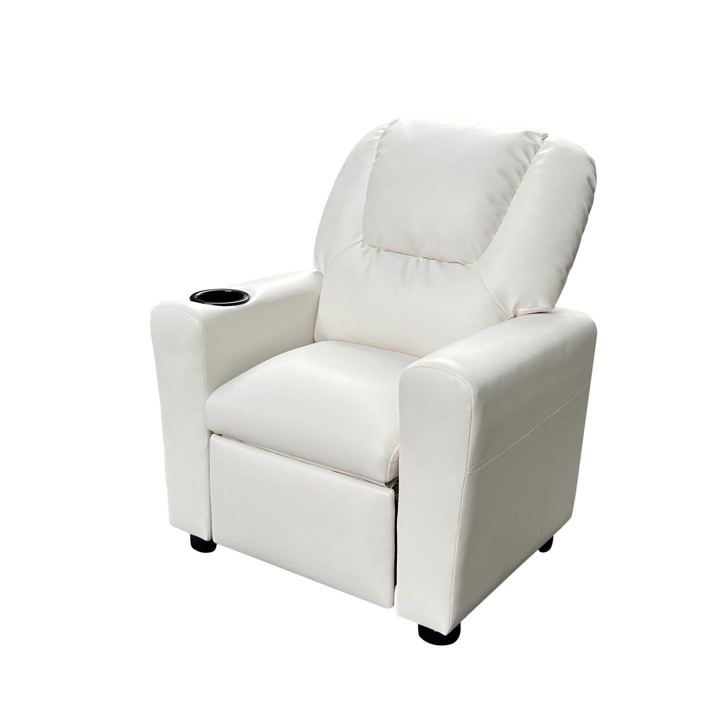 Marisa PU Leather Kids Recliner Chair with Cupholder in White