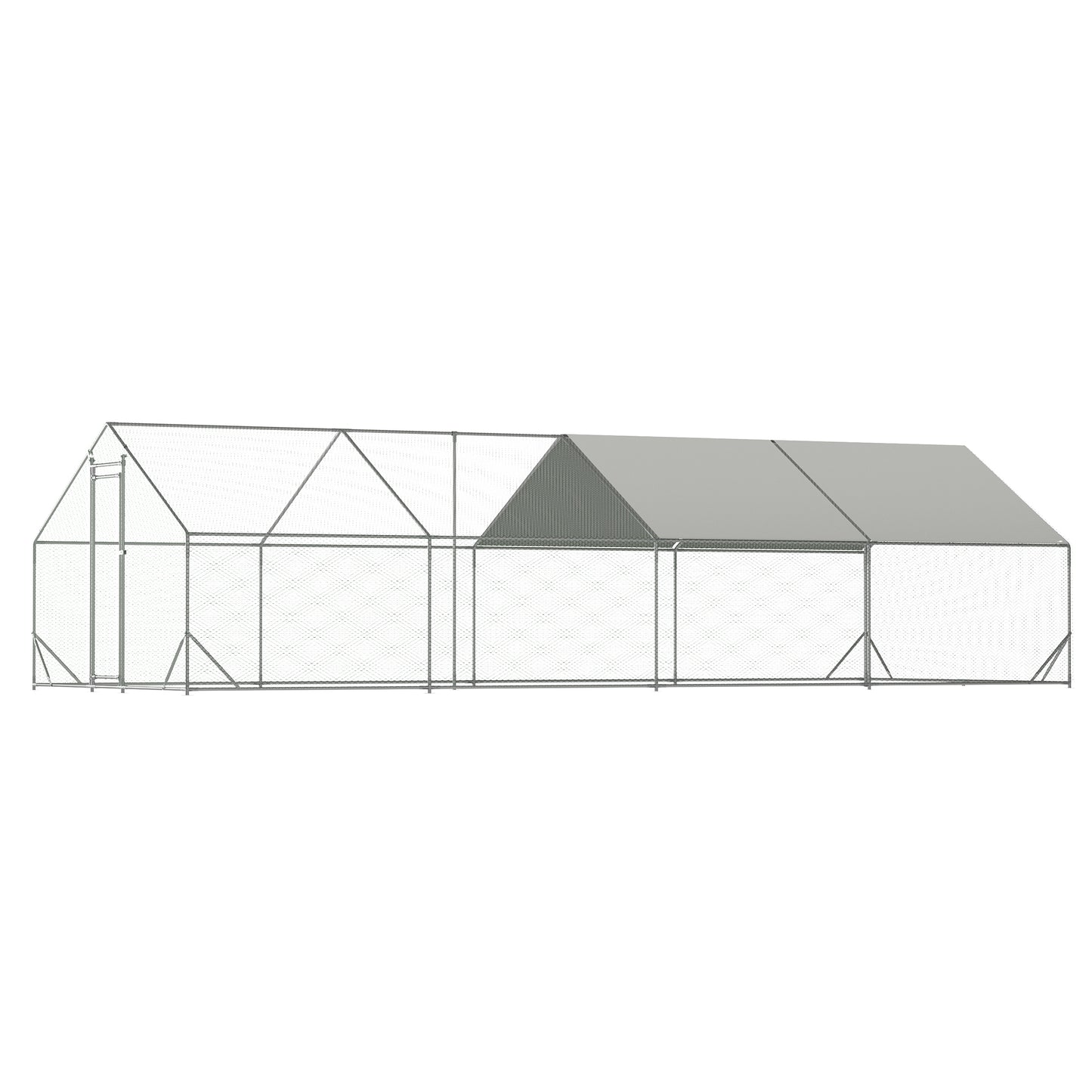 Large Metal Chicken Coop, Walk-in Chicken Run,Galvanized Wire Poultry Chicken Hen Pen Cage, Rabbits Duck Cages with Waterproof and Anti-Ultraviolet Cover for Outside(10' L x 26' W x 6.56' H)