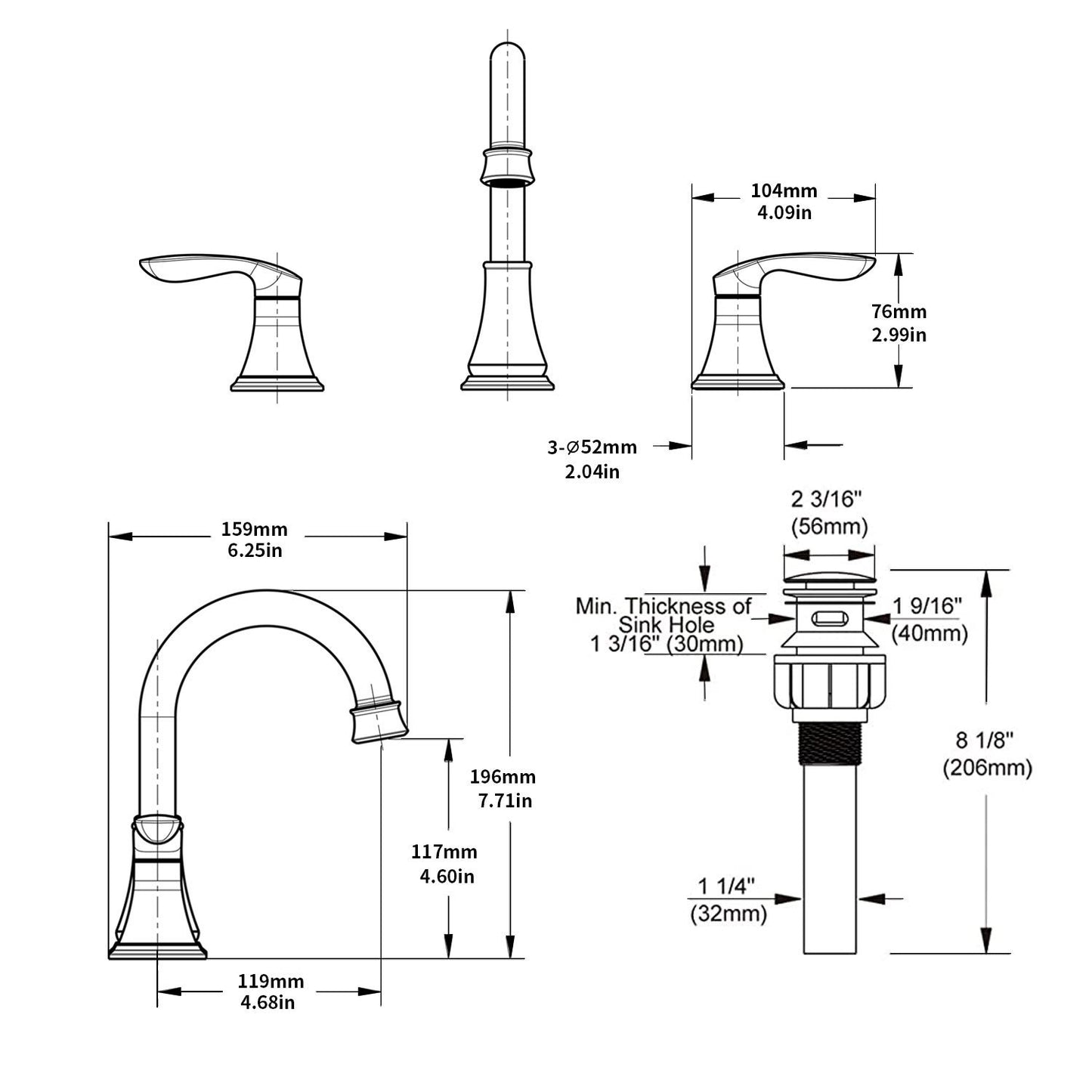 Oil-Rubbed Bronze 2-Handle 8 inch Widespread Bathroom Sink Faucet with Pop Up Drain Assembly and cUPC Water Supply Hoses