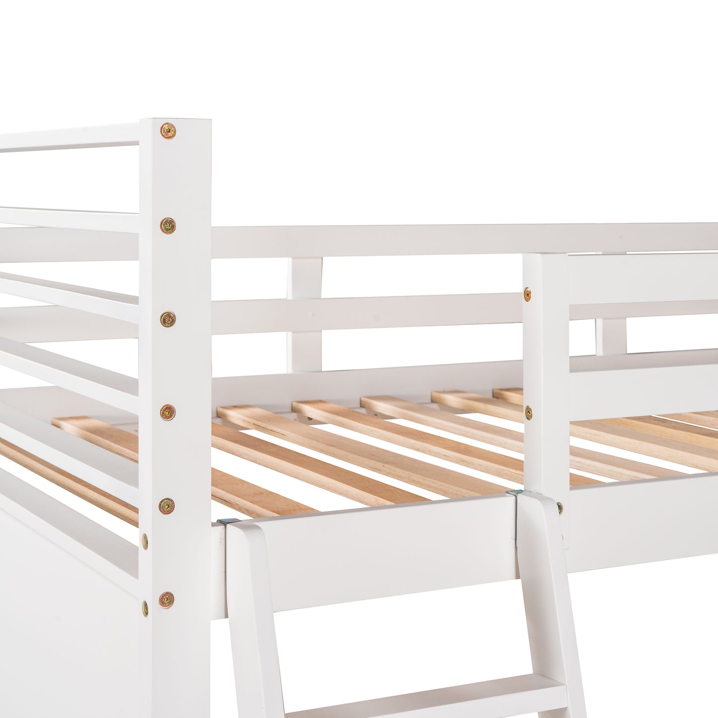 White Twin Bunk Bed with Two Underbed Drawers for Space-Saving Sleepovers