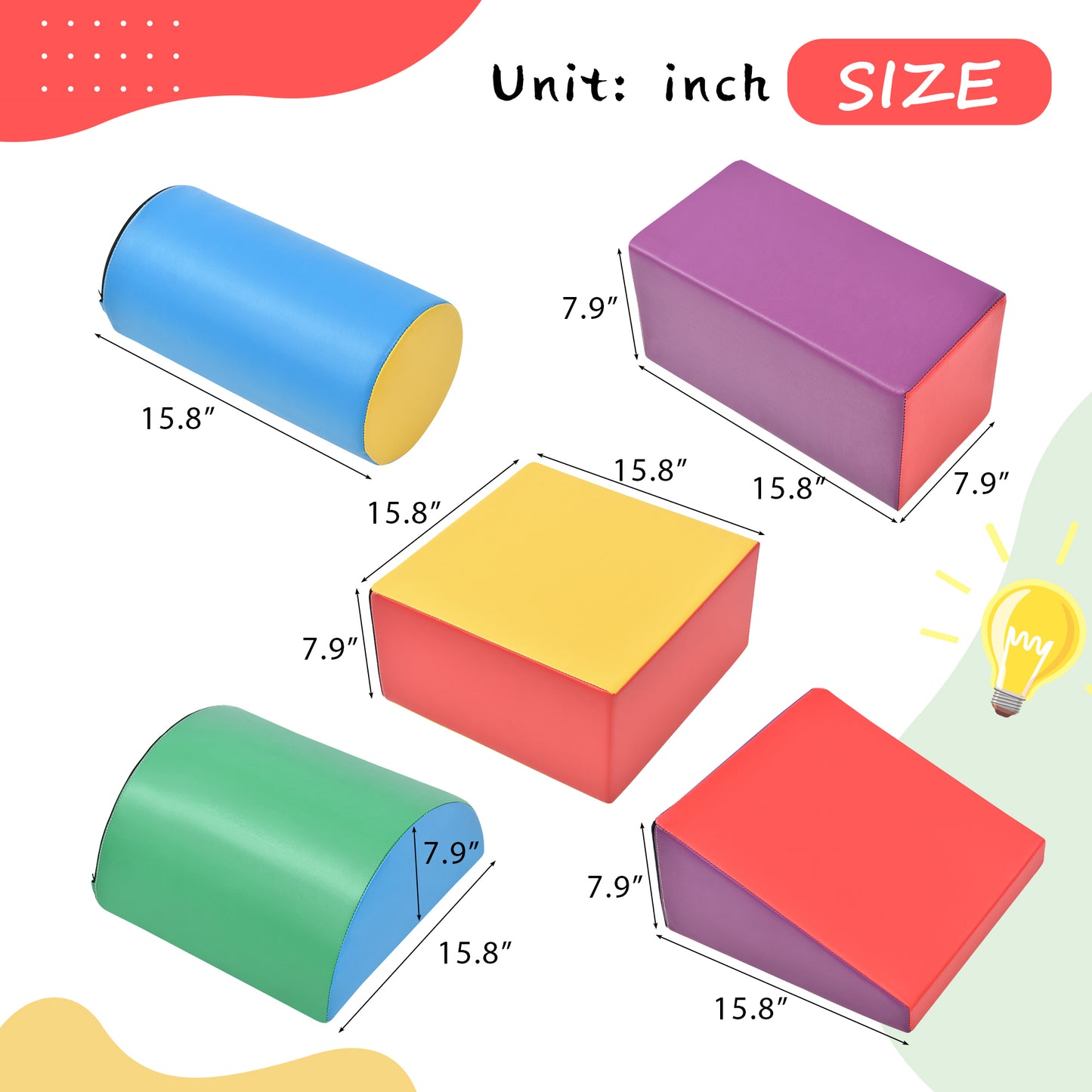 Soft Climb and Crawl Foam Playset, Safe Soft Foam Nugget Shapes Block for Infants, Preschools, Toddlers, Kids Crawling and Climbing Indoor Active Stacking Play Structuretx