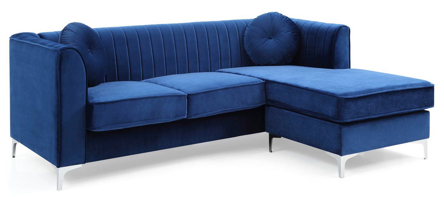 Delray G791B-SC Navy Blue Sofa Chaise with Channel Quilting