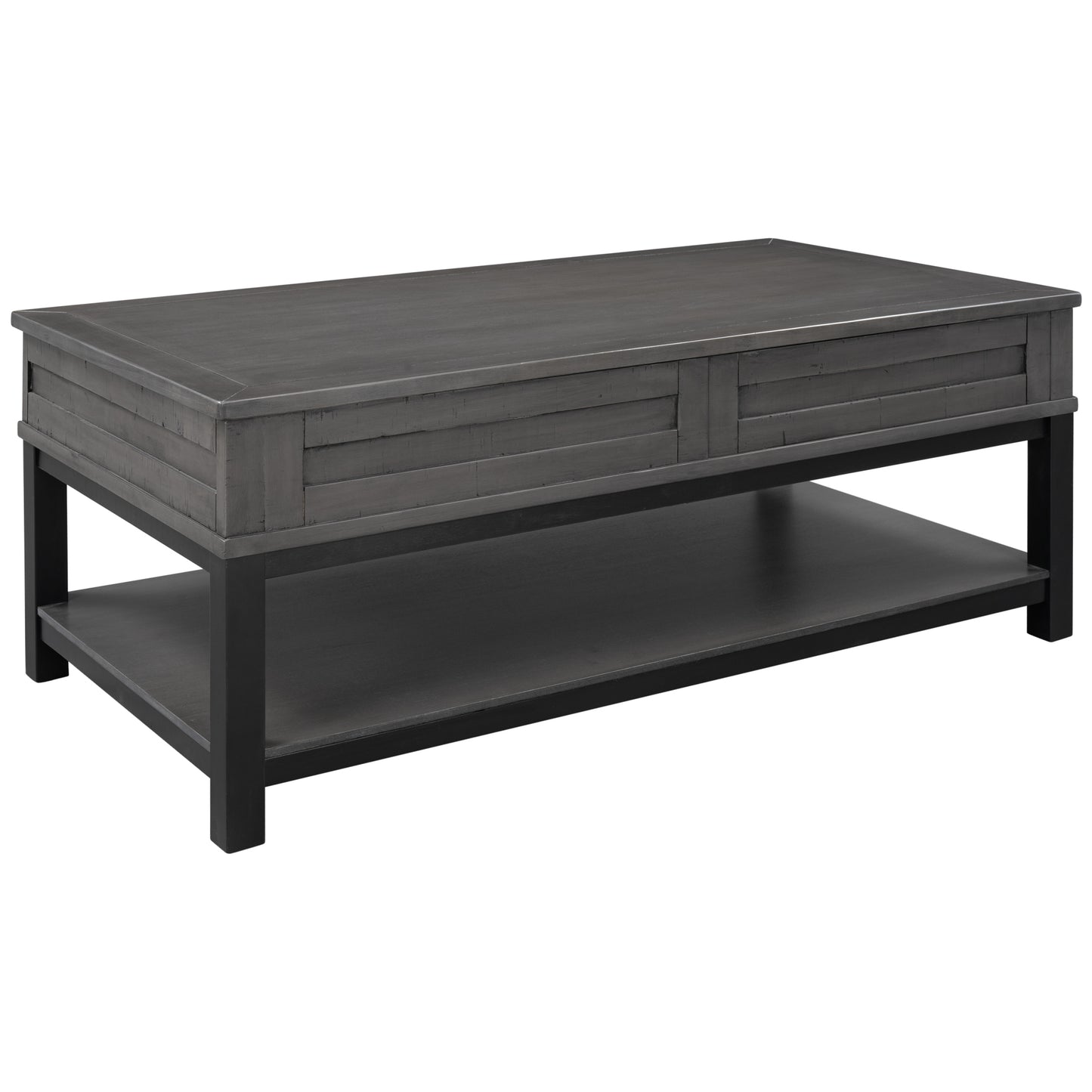 Convertible Lift Top Coffee Table with Storage Shelf - Grey Finish