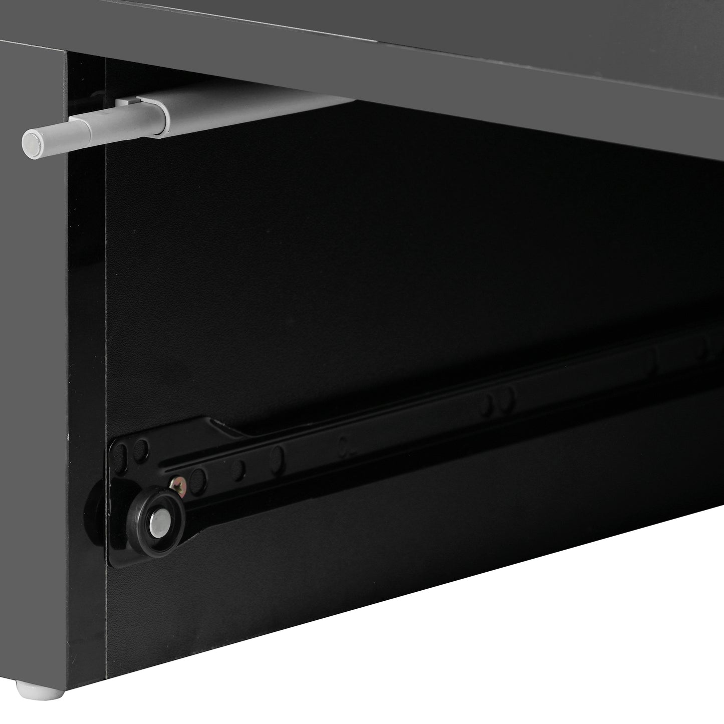 Glossy Black LED Coffee Table with Drawer and Double-Tiered Storage