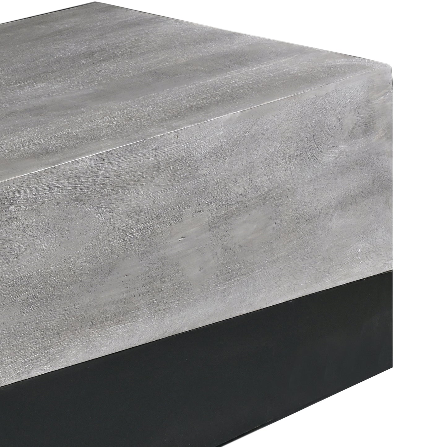 Rectangular Gray Mango Wood Coffee Table with Dual Tone Finish