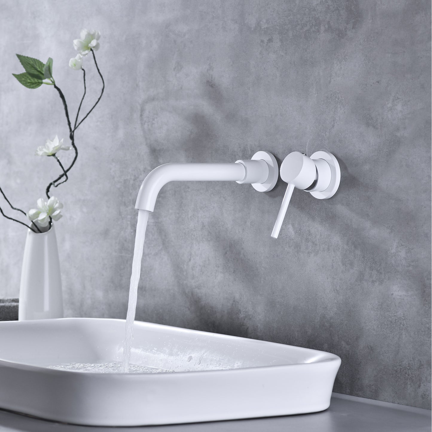 Elegant Wall Mounted Bathroom Faucet with Single Lever Handle