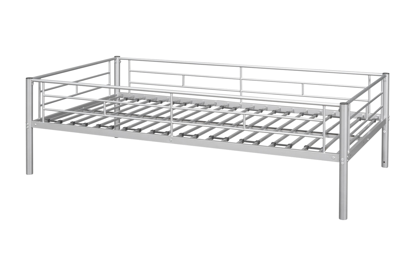 Metal Twin Bunk Bed with Trundle and Safety Features for Versatile Use