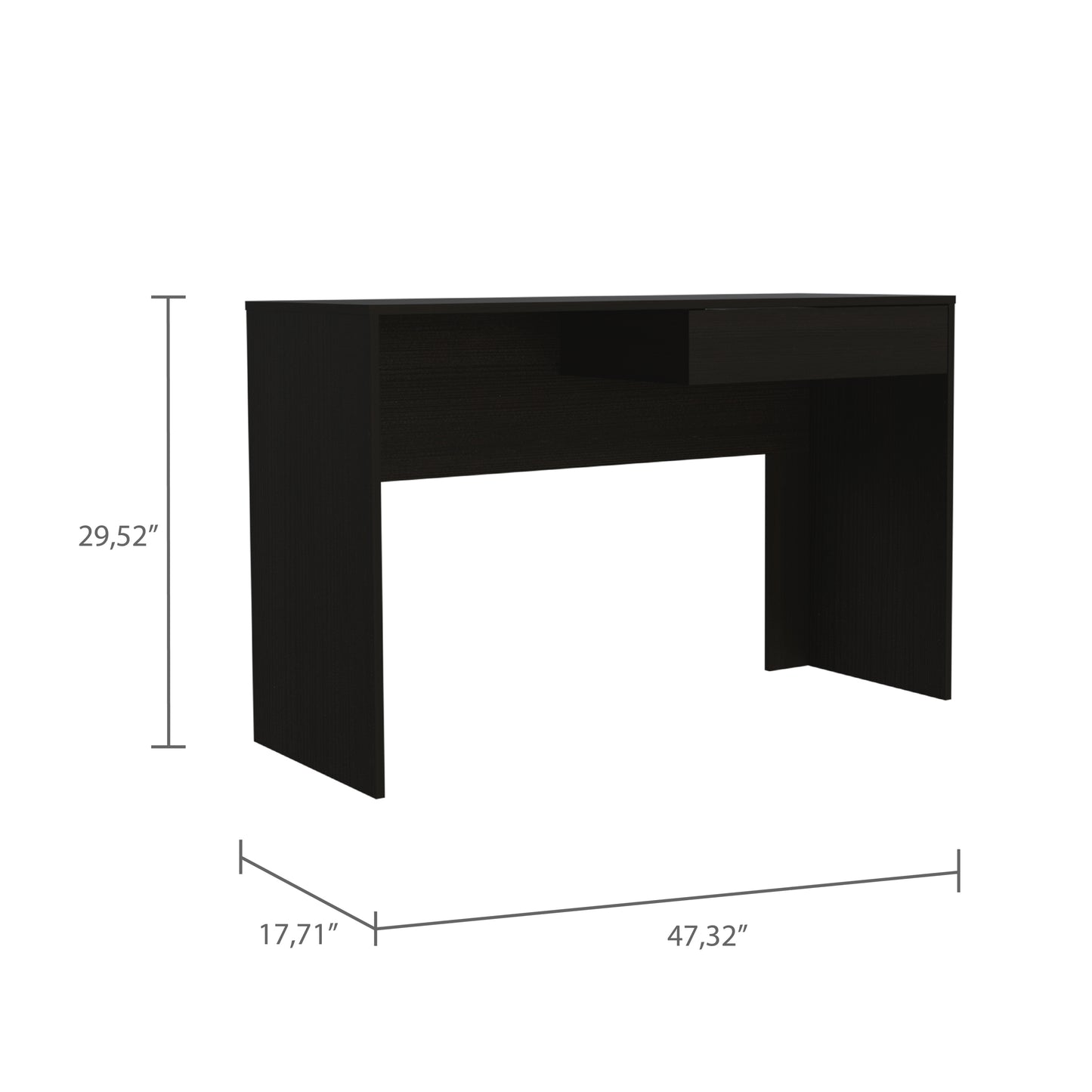 Sleek Black Computer Desk with Drawer for Writing