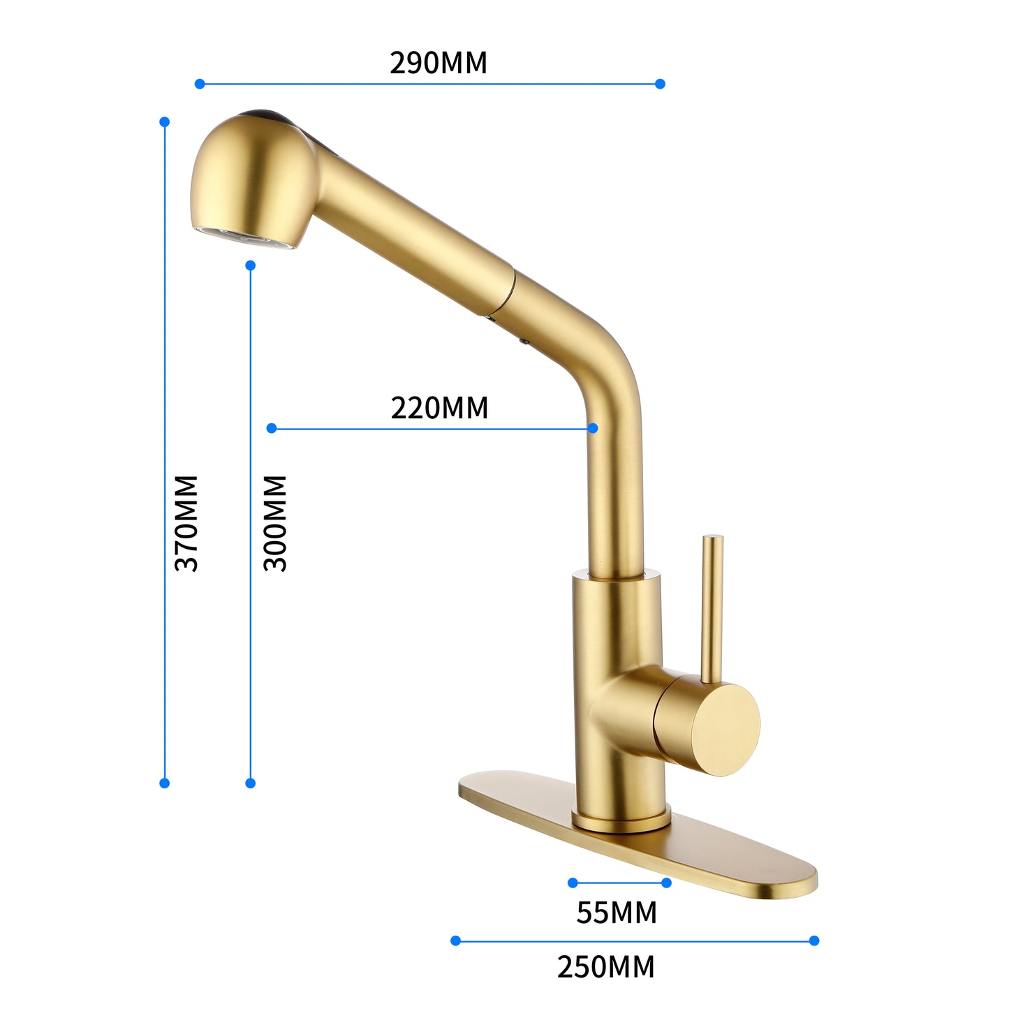 Utility Sink Faucets Single-Handle Pull-Out Laundry Faucet with Dual Spray Function in Stainless Spot Resistant  Gold