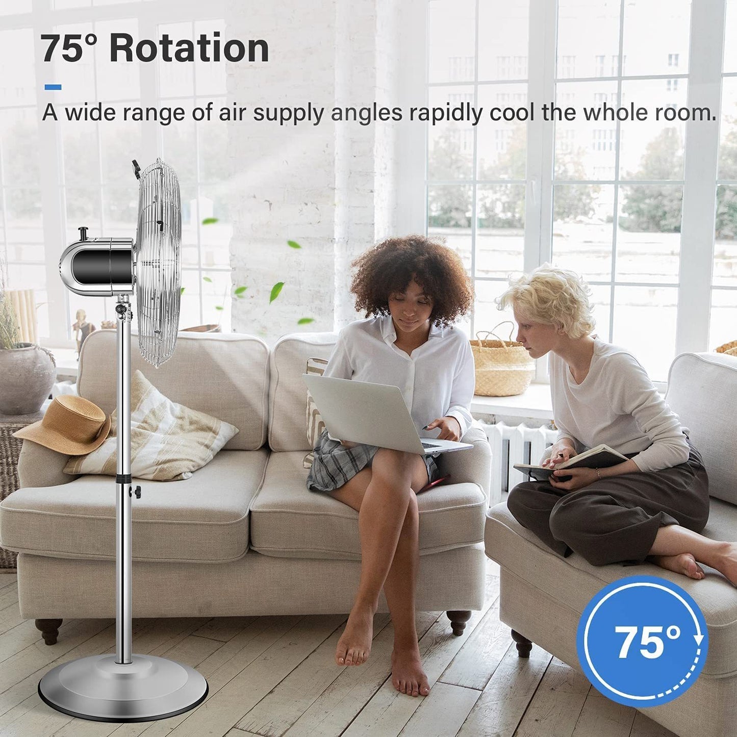 16 Inch Adjustable Heights Stand Fan with 3 Speed Settings