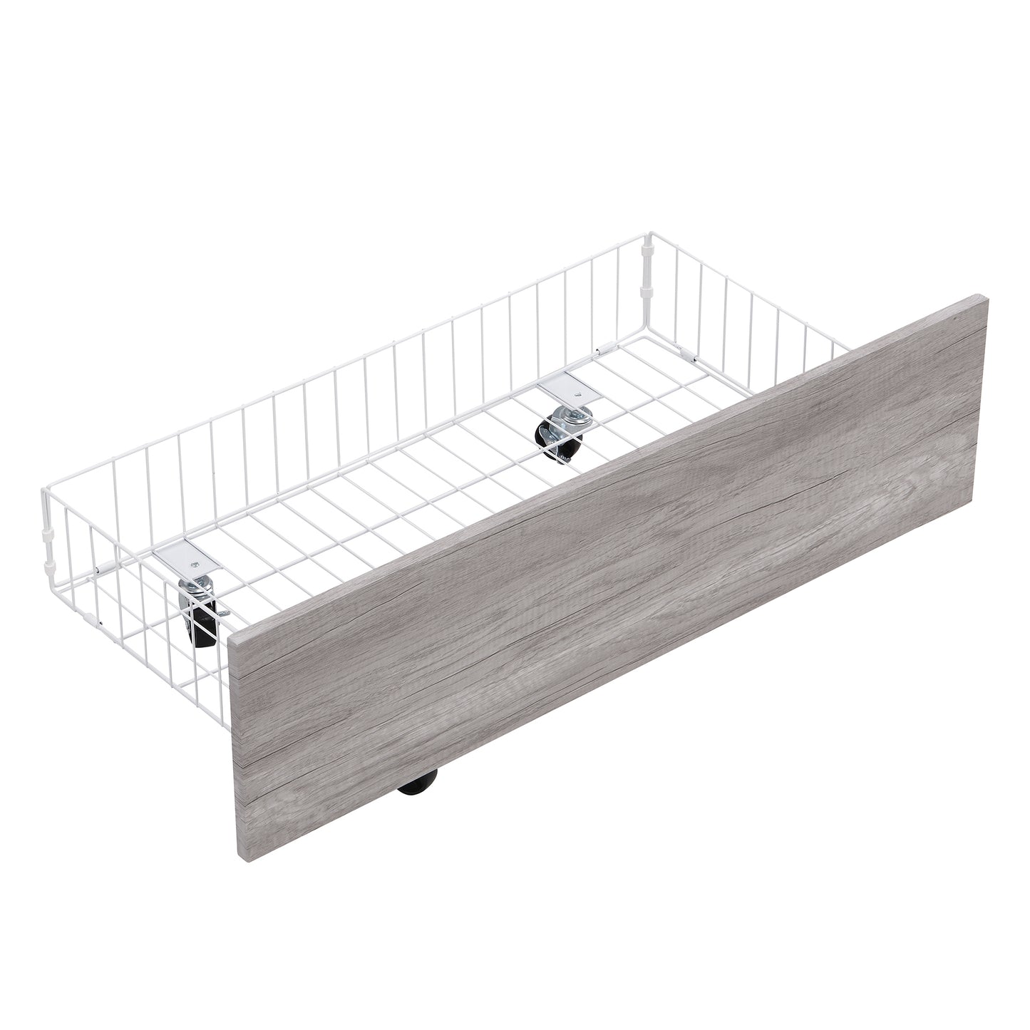 Metal Platform Bed with Rotating TV Stand, Storage Drawers, and MDF Headboard, Twin Size, White