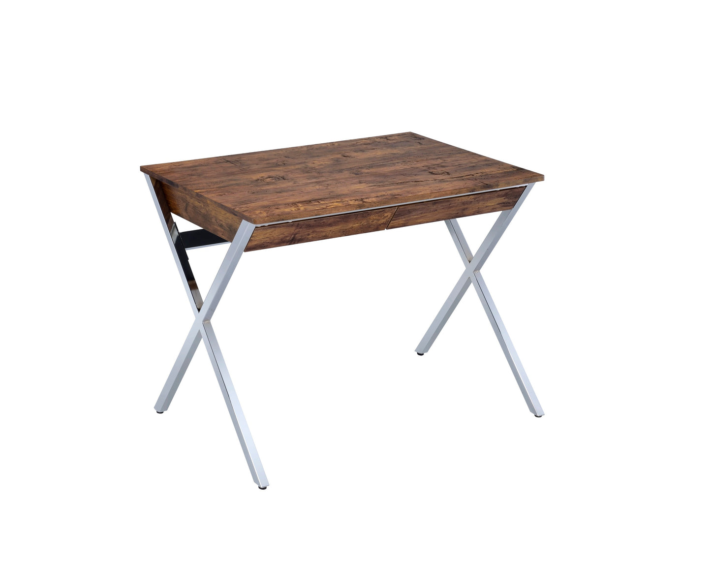 Elegant Weathered Oak and Chrome Writing Desk