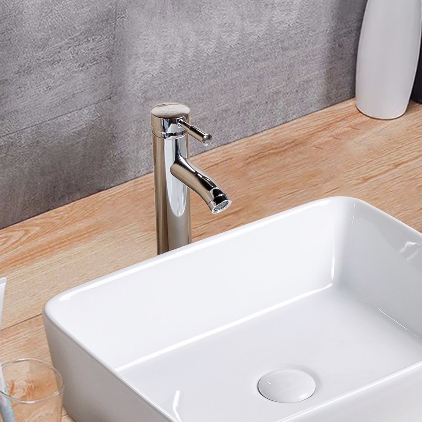 Vessel Bathroom Sink Basin in White Ceramic