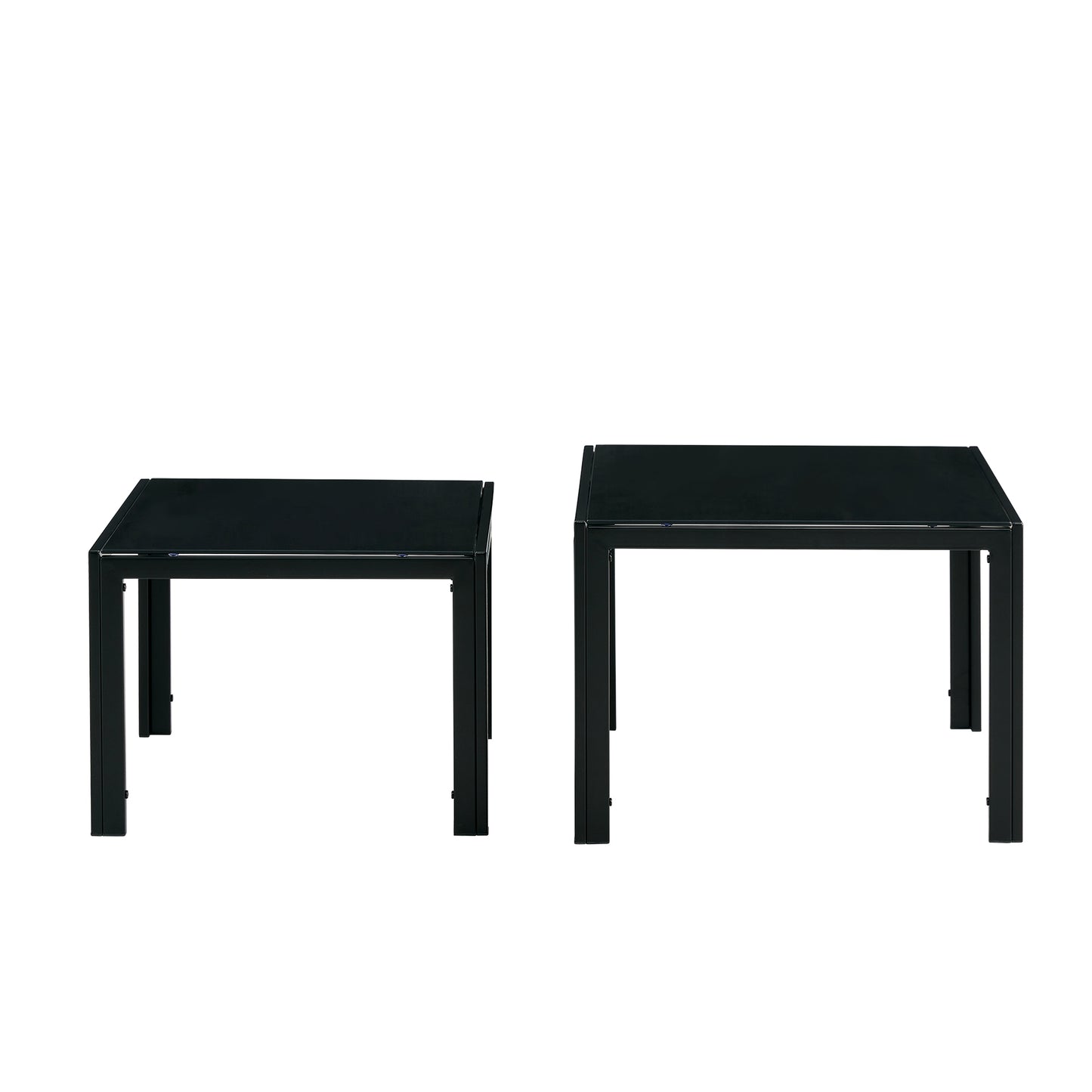 Black Nesting Coffee Table Set with Tempered Glass Finish for Modern Living Rooms