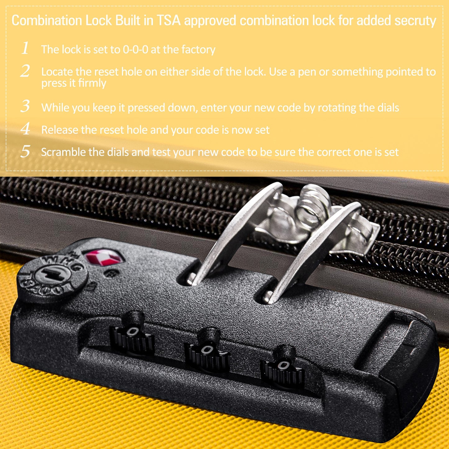 3 Piece Luggage Set Hardside Spinner Suitcase with TSA Lock 20" 24' 28" Available