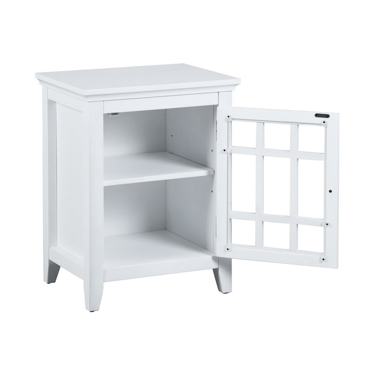 Bedroom Small Bedside Table/Night Stand with Open door Storage Compartments, white