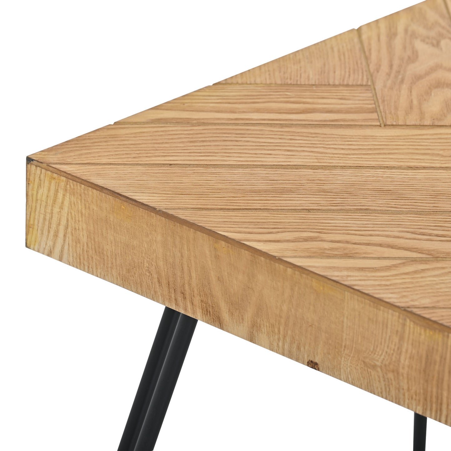 Stylish Ash Wood Coffee Table with Metal Hairpin Legs