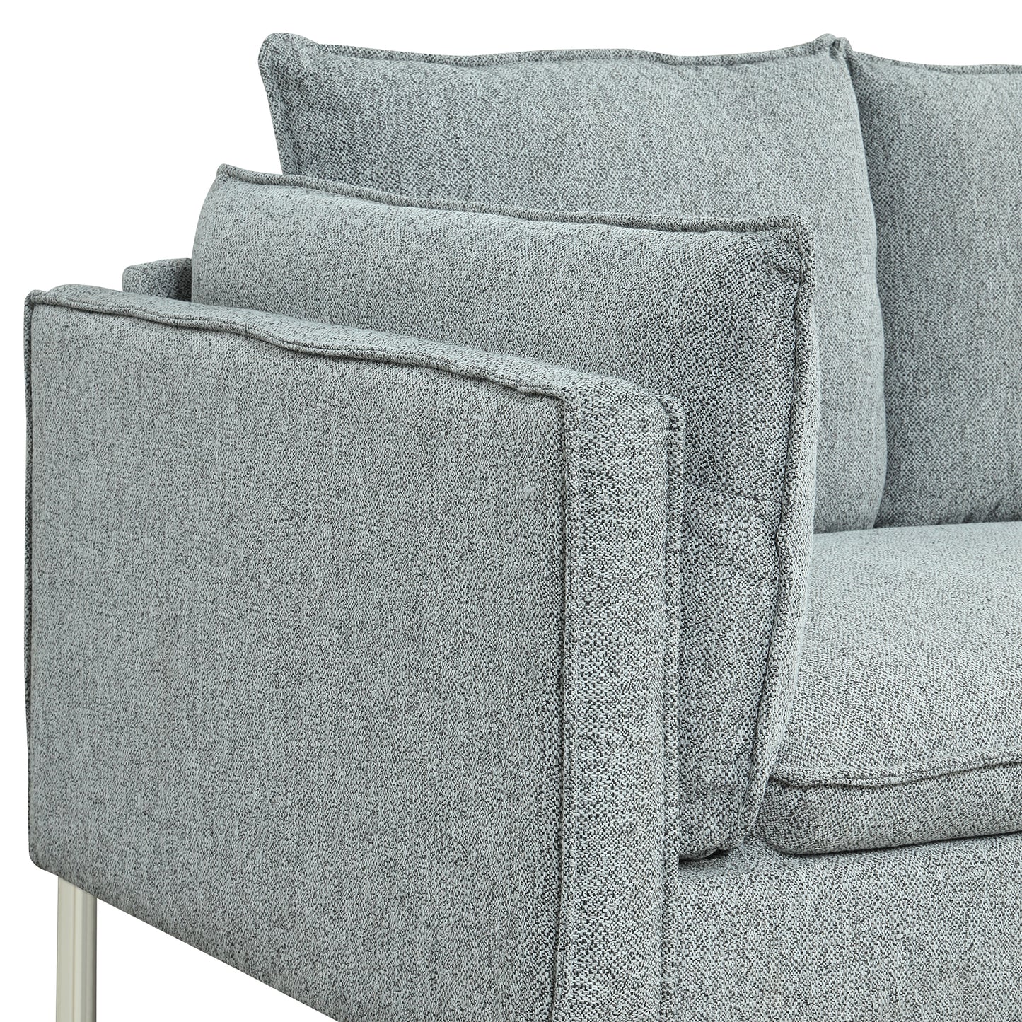 Modern Linen Fabric Upholstered Loveseat and 3-Seat Couch Set with USB Charging Ports