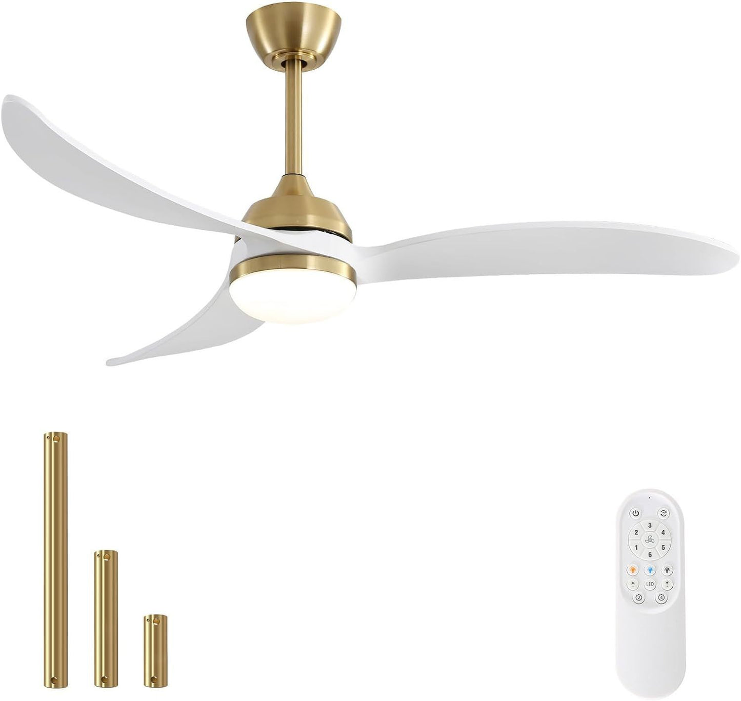 52-Inch Wooden Ceiling Fan with LED Light and Remote Control for Quiet Comfort