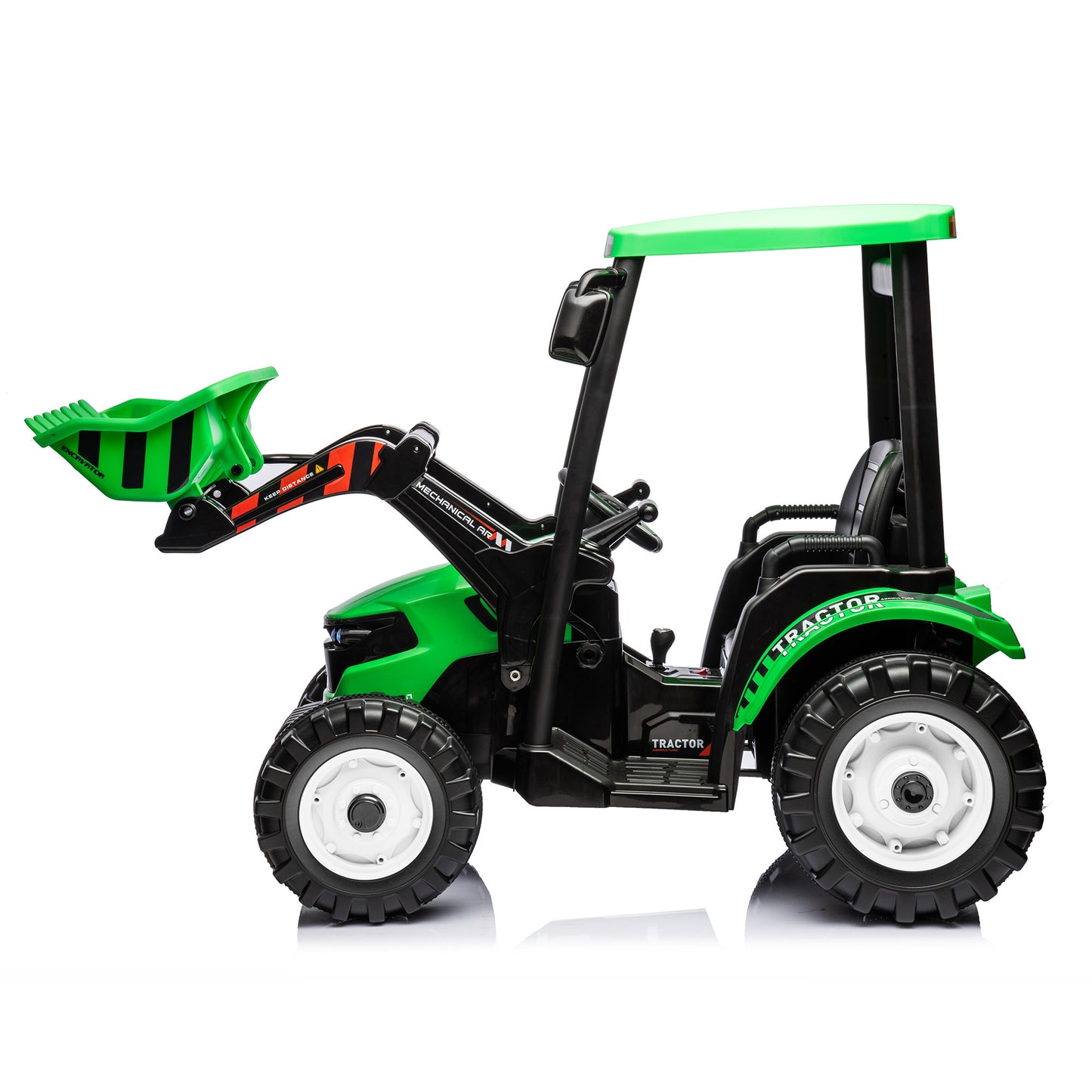 24V Kids Ride On Tractor with Trailer - Battery Powered Excavator Electric Vehicle for Toddlers (Green)