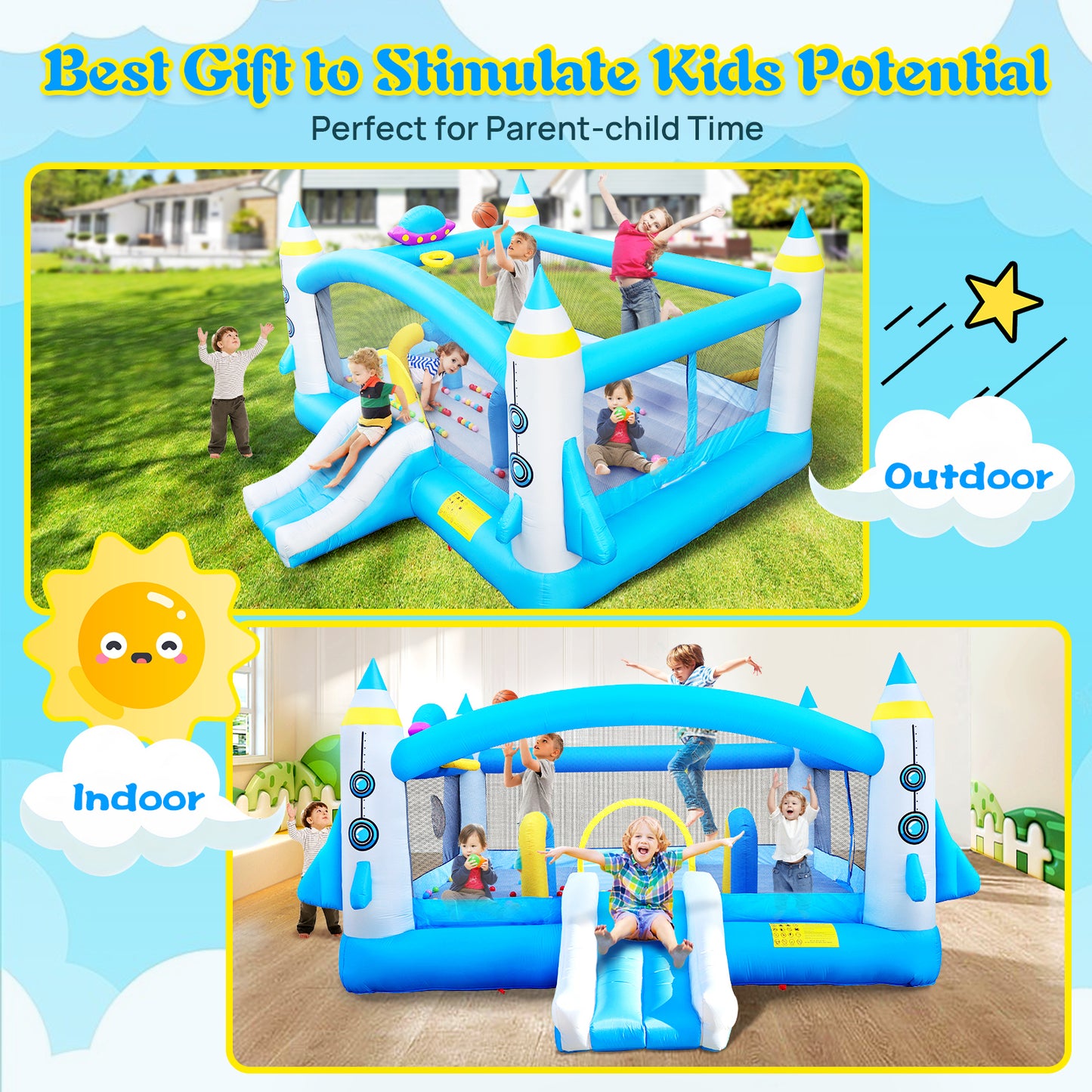 Ultimate Jump 'n Slide Inflatable Bouncer for Kids - Complete Setup with Blower