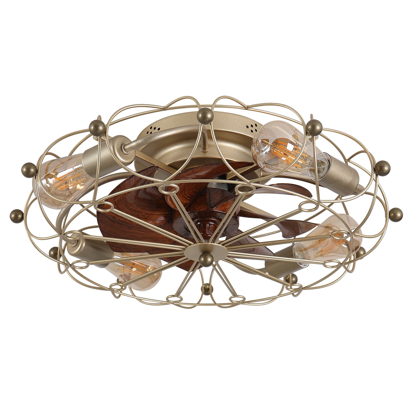 Modern Industrial Rustic Ceiling Fan with Embedded Caged Design and Remote-Controlled Lights