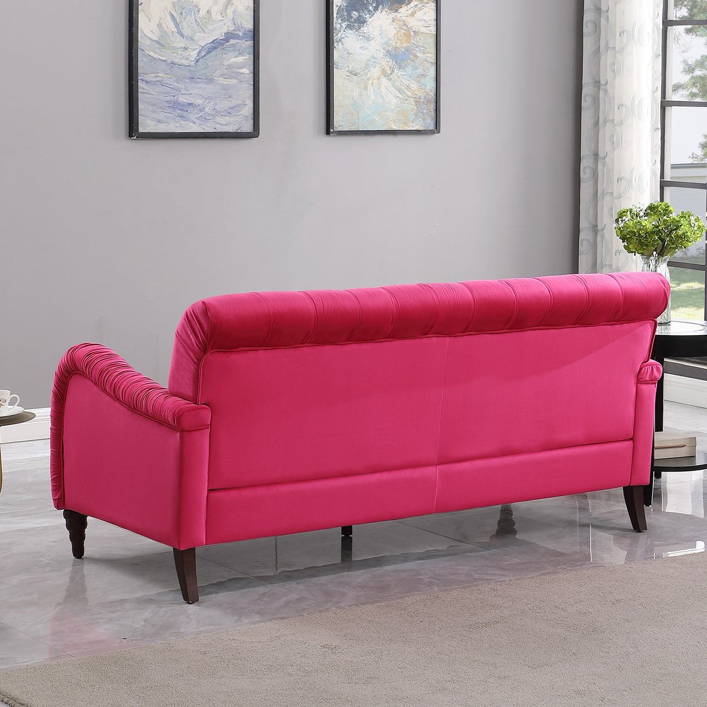 rose red  Chesterfield;3 seater ,modern sofa