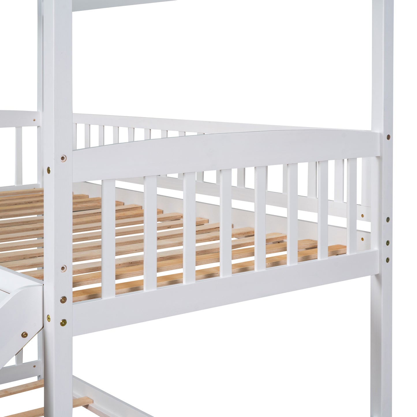 White Twin Over Twin Bunk Bed with Slide for House Design