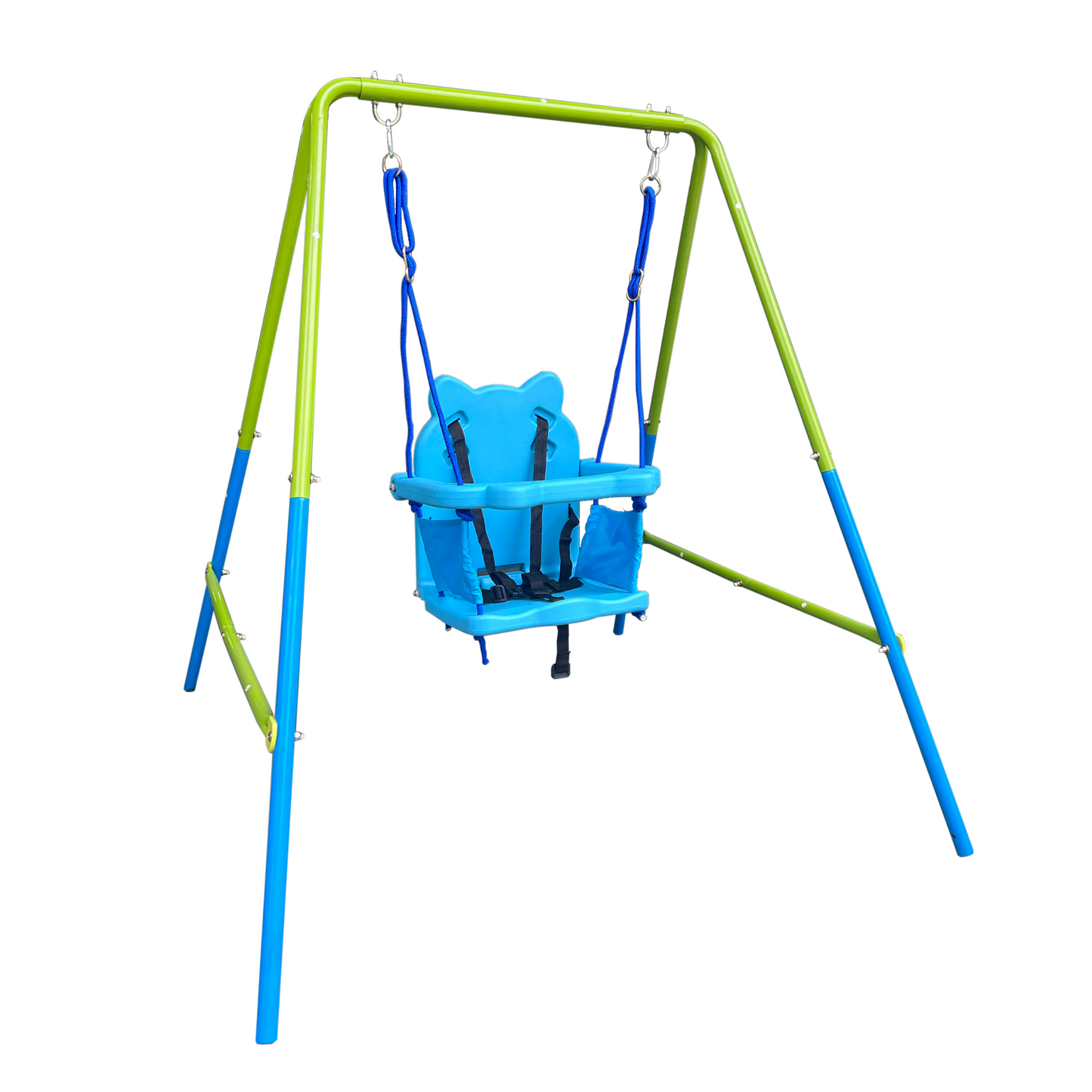 Versatile 2-in-1 Baby Swing in Lemon Green and Sky Blue - Safe Outdoor Playground Swing Set for Children Ages 3+