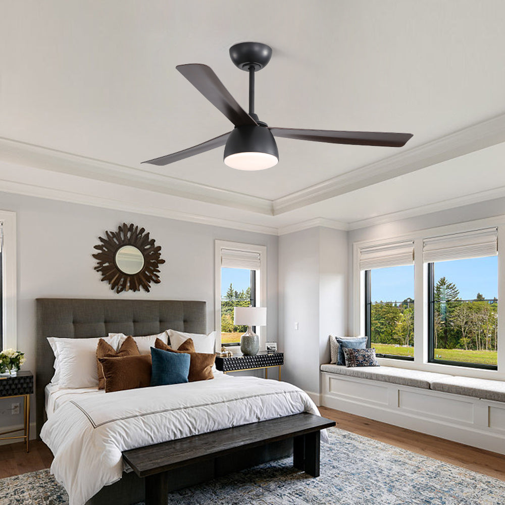 Contemporary 52 Inch LED Ceiling Fan with 6 Speed Remote Control for Versatile Living Spaces