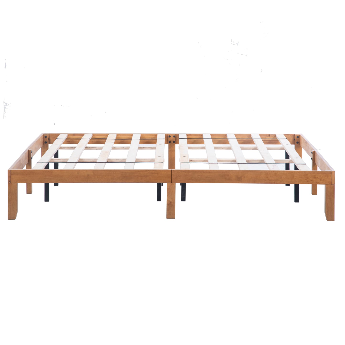 King Size Solid Wood Platform Bed, No Box Spring Needed, Strong Wood Slat Support, Easy Assembly