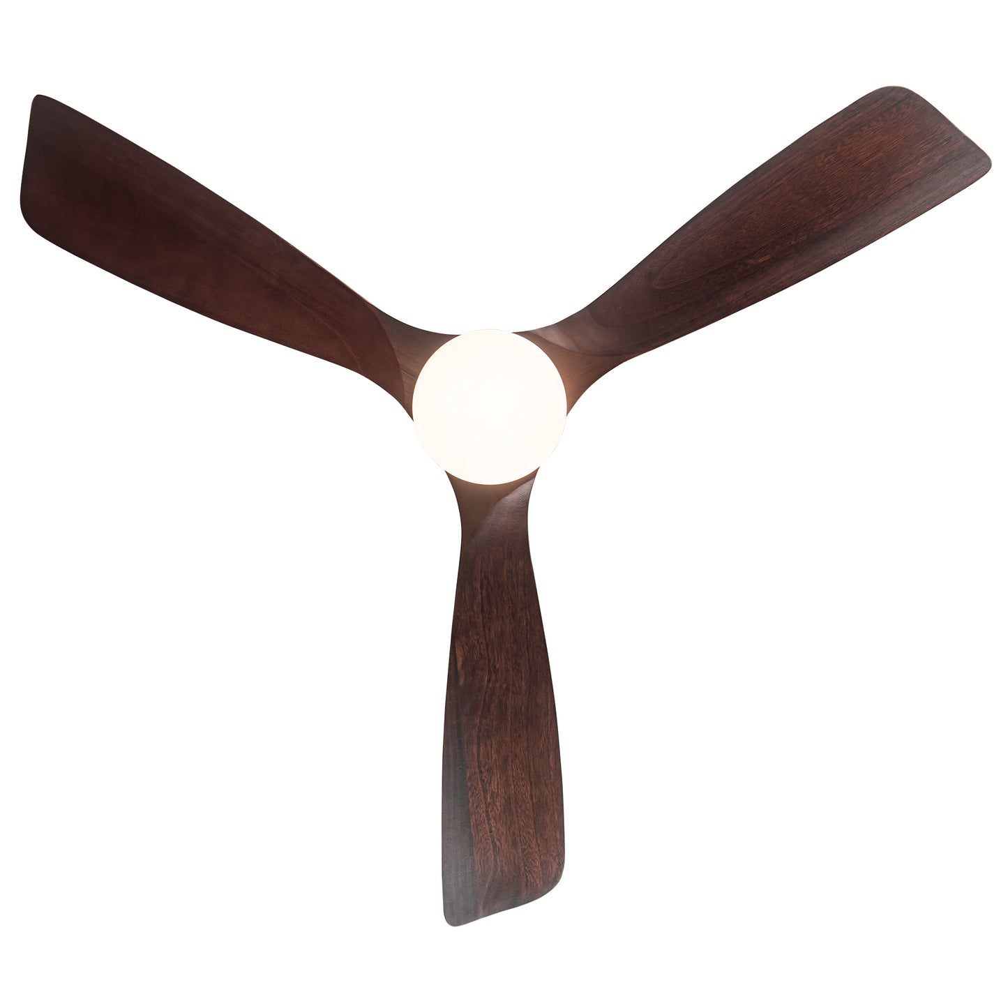 Solid Wood Blade Semi Flush Ceiling Fan with Integrated LED Light