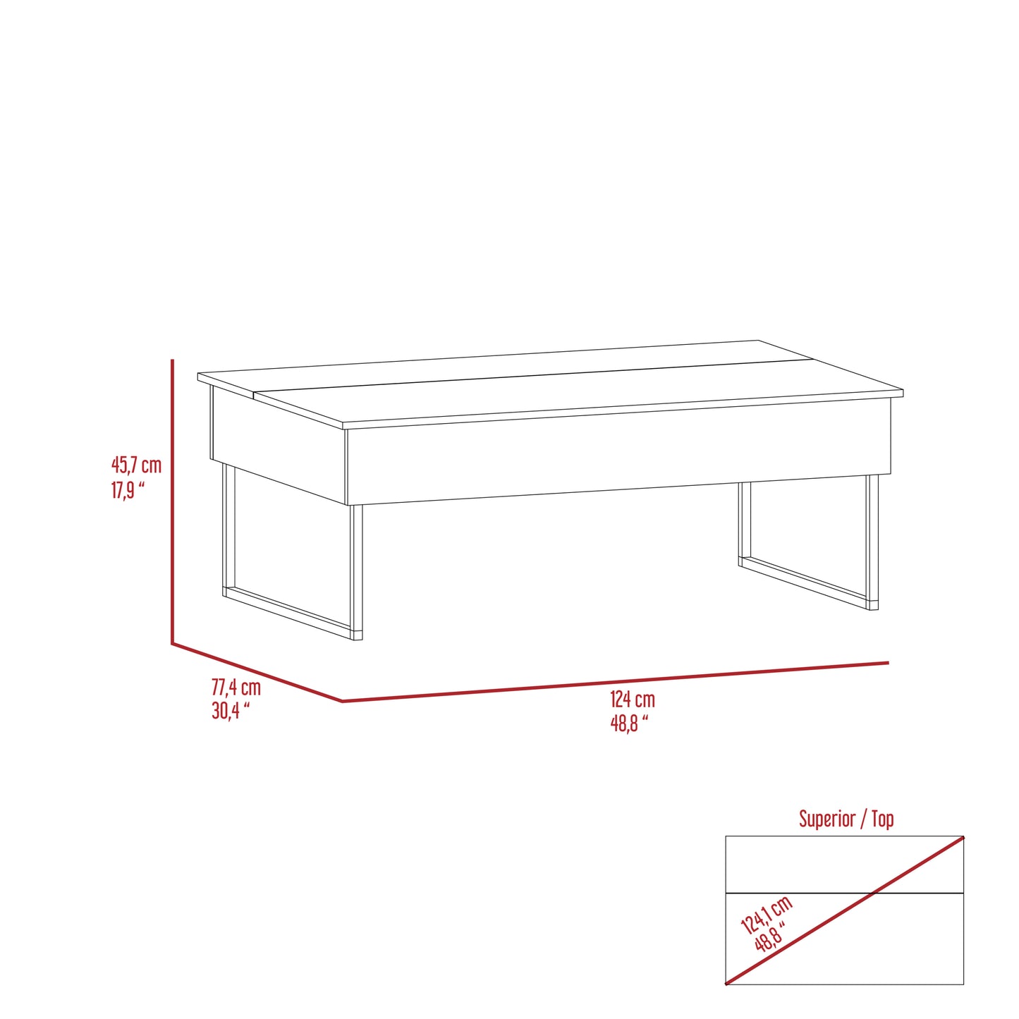 Kaskade Espresso Lift Top Coffee Table with Dual Shelves